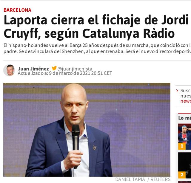 开云体育-定了？阿斯报：小克鲁伊夫即将任巴萨技术总监